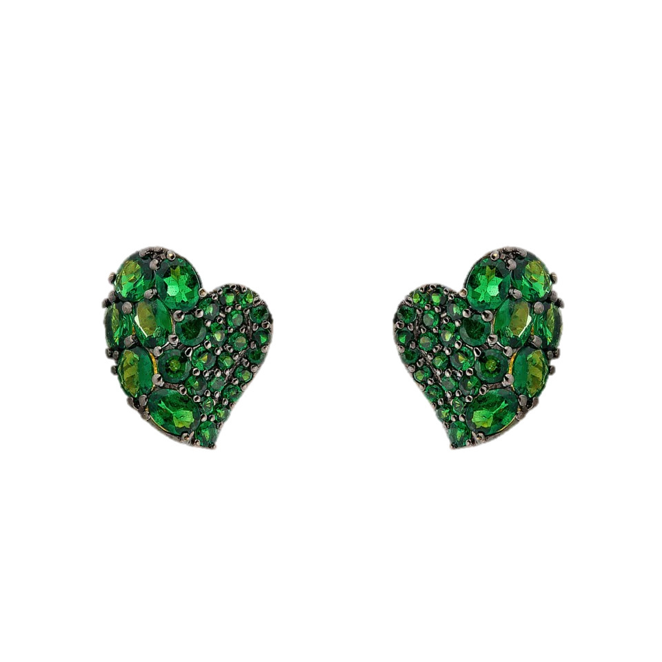 Piranesi Yellow Gold Wave Heart Small Earring - Tsavorite E5017-TSA
