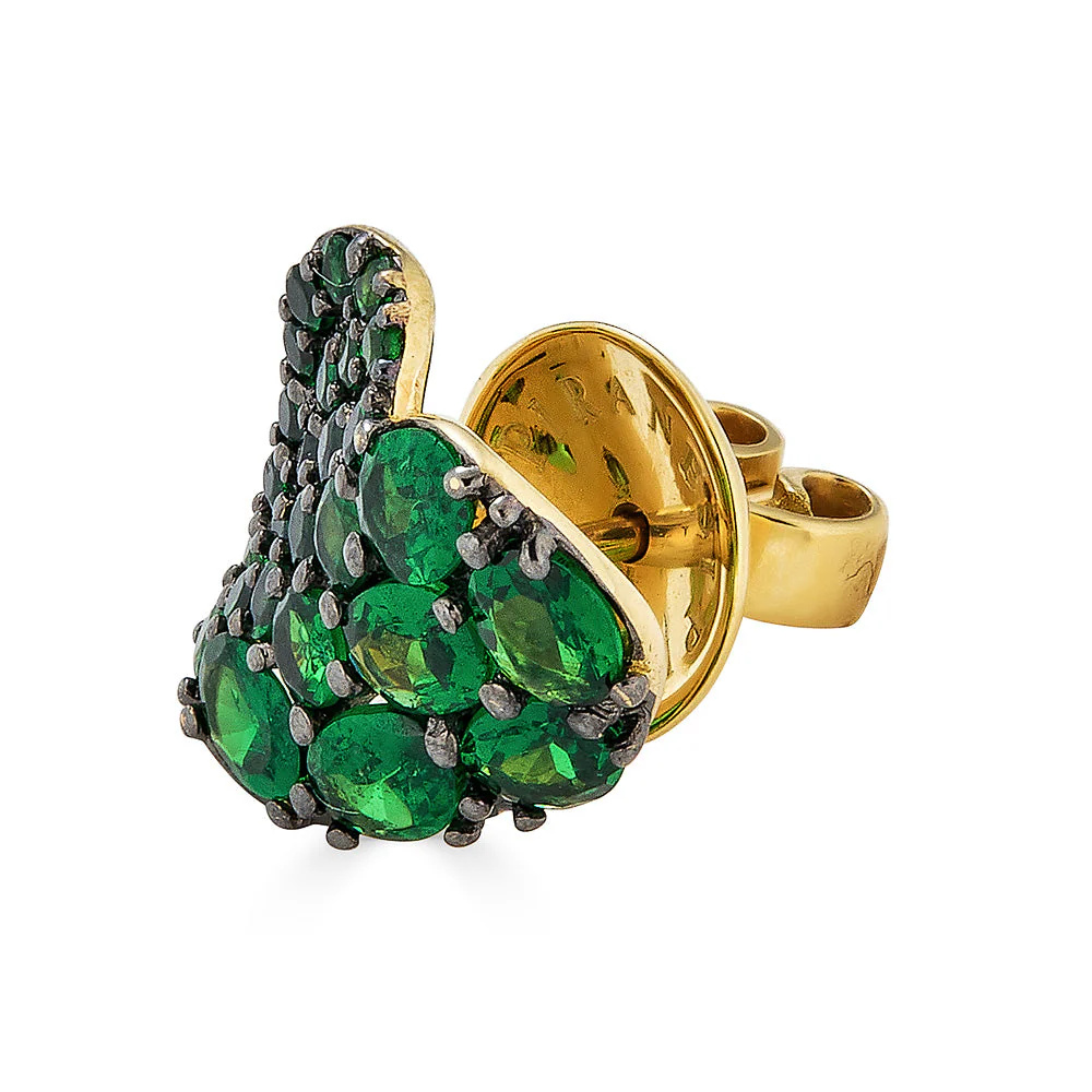 Piranesi Yellow Gold Wave Heart Small Earring - Tsavorite E5017-TSA #2