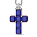 Zancan Zancan 18K Gold Cross Pendant Necklace With Blue Sapphires EC956