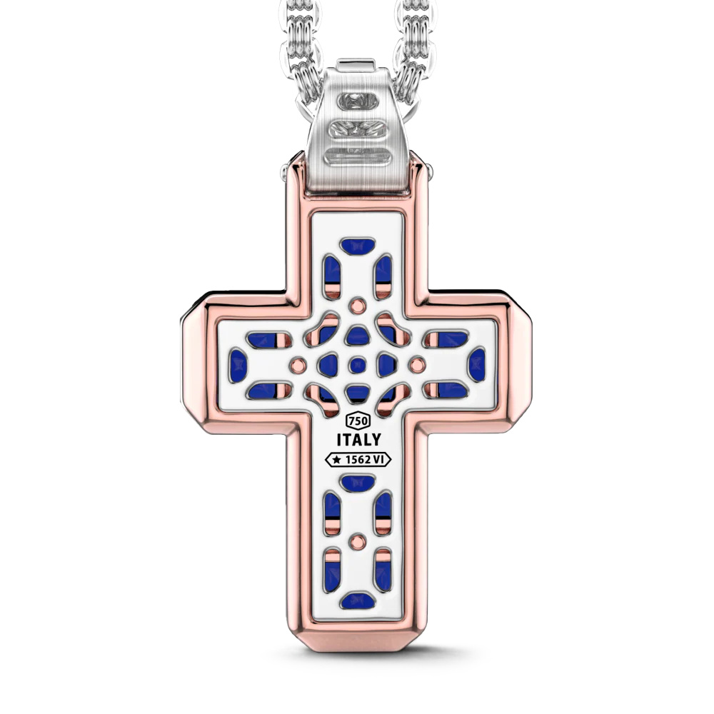 Zancan Zancan 18K Gold Cross Pendant Necklace With Blue Sapphires EC956 #2
