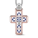 Zancan Zancan 18K Gold Cross Pendant Necklace With Blue Sapphires EC956 #2