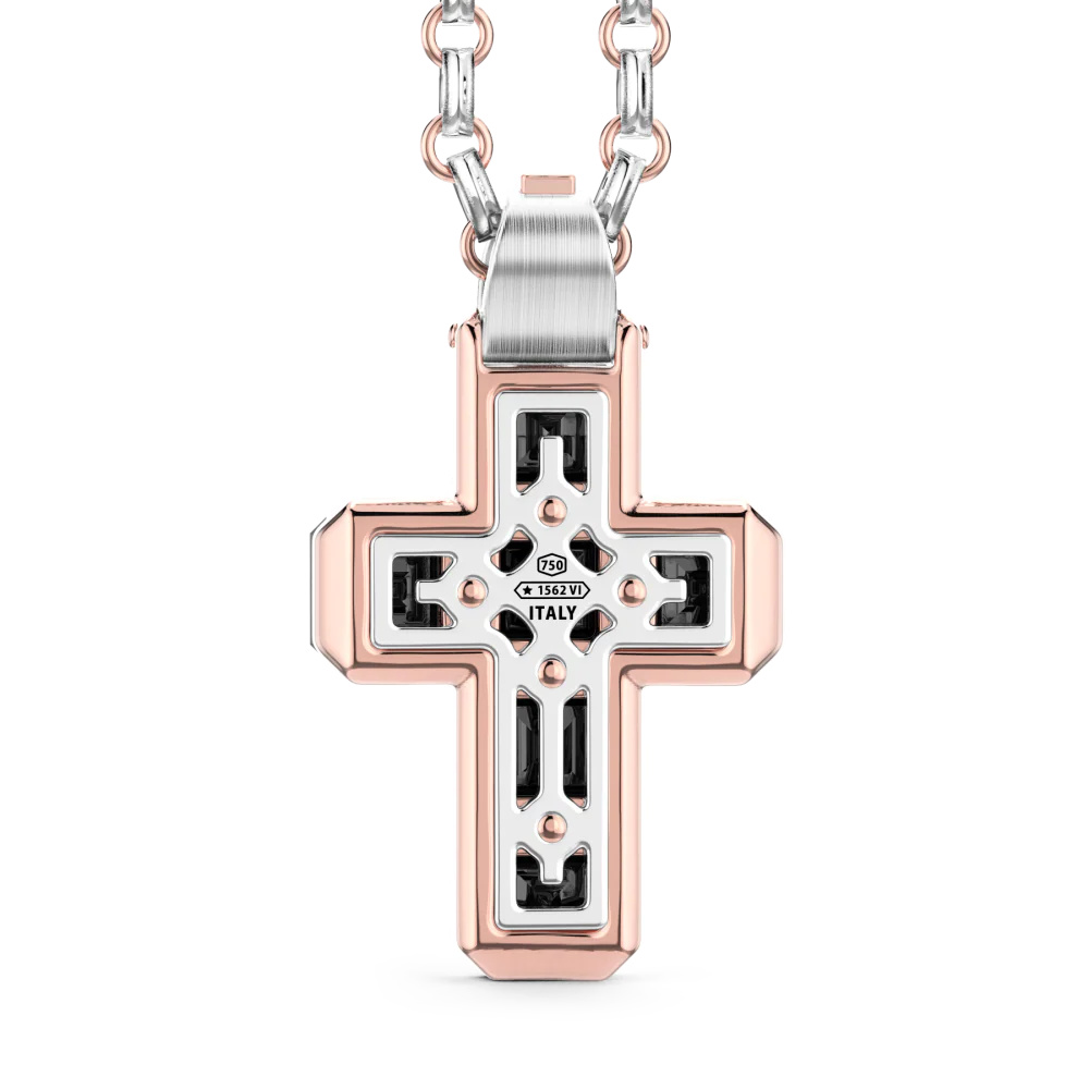 Zancan Zancan 18K Gold Necklace With Black Diamond Cross Pendant UC101R #2