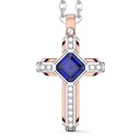 Zancan Zancan 18K Gold Necklace With Blue Sapphire And Diamond Cross Pendant UC104