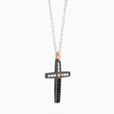 Zancan Zancan Black Gold Necklace With Cross And Diamonds EC522-BN