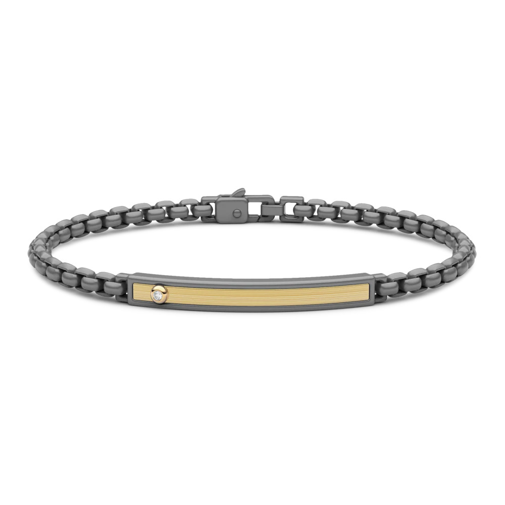 Zancan Zancan Bracelet In Titanium And 18Kt Gold With Diamond ETB210