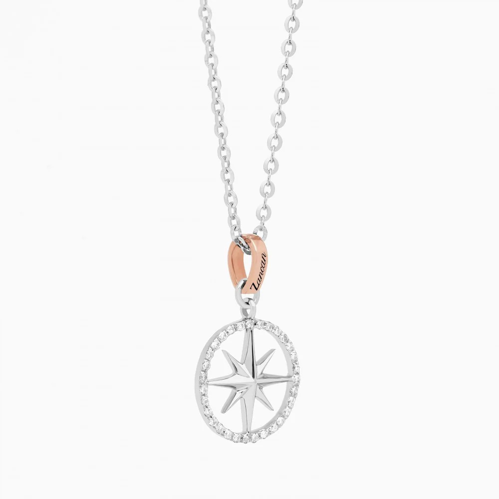 Zancan Zancan Gold Necklace With Wind Rose Pendant And Diamonds EC629BR