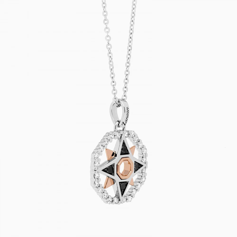 Zancan Zancan Gold Necklace With Wind Rose Pendant And Diamonds EC832BR