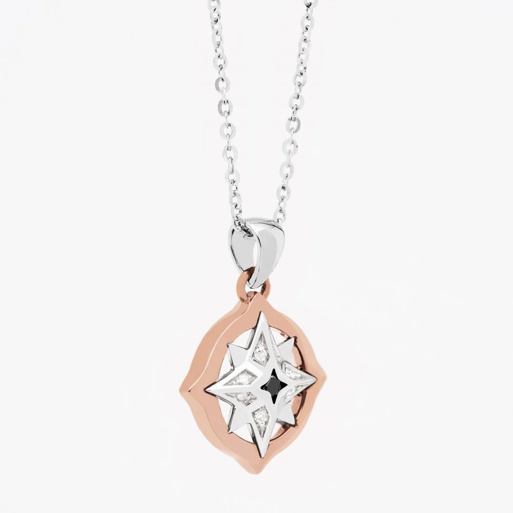 Zancan Zancan Gold Necklace With Wind Rose Pendant And Diamonds EC733RB