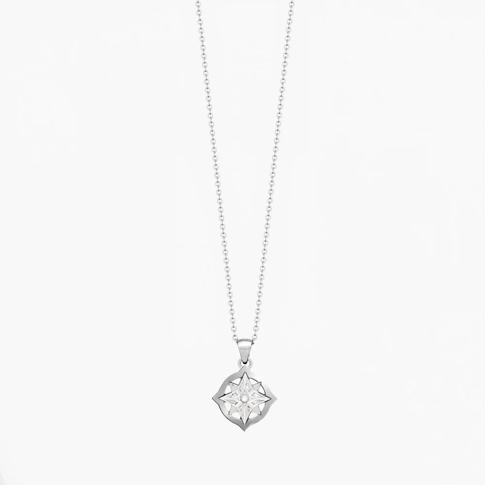 Zancan Zancan Gold Necklace With Wind Rose Pendant And Diamonds EC734B