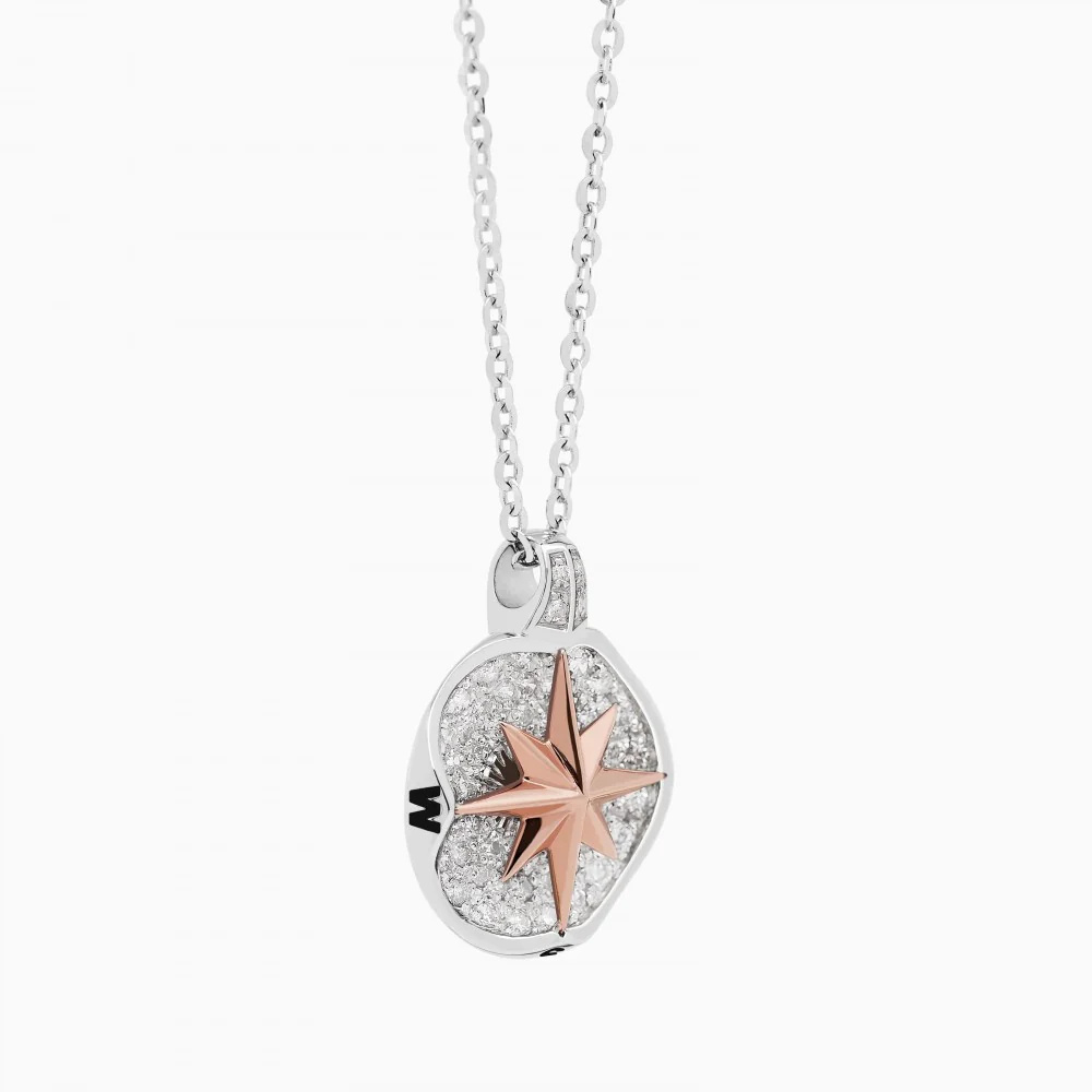 Zancan Zancan Gold Necklace With Wind Rose Pendant And Diamonds EC631BR