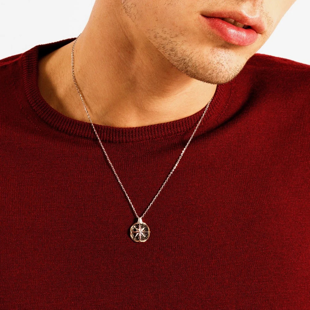 Zancan Zancan Gold Necklace With Wind Rose Pendant And Diamonds EC624BR #2