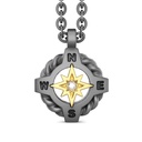 Zancan Zancan Necklace In Titanium And 18K Gold With Wind Rose And Diamond ETC207G