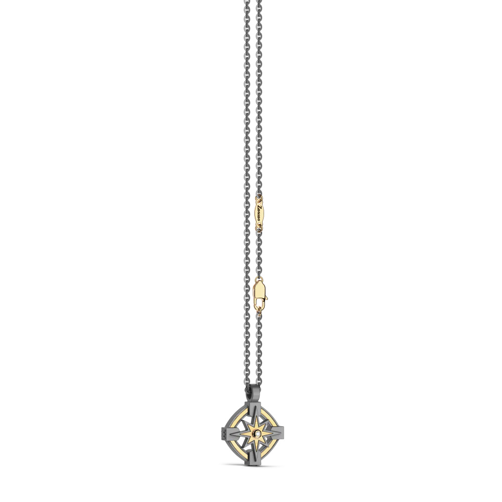 Zancan Zancan Necklace In Titanium And 18Kt Gold With Wind Rose And Diamond ETC203 #2