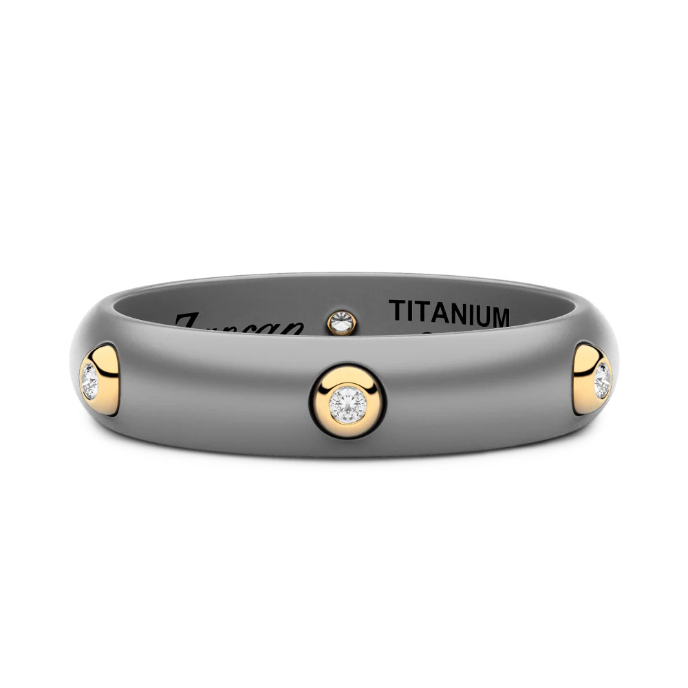 Zancan Zancan ring in titanium, 18kt gold and diamonds ETA115