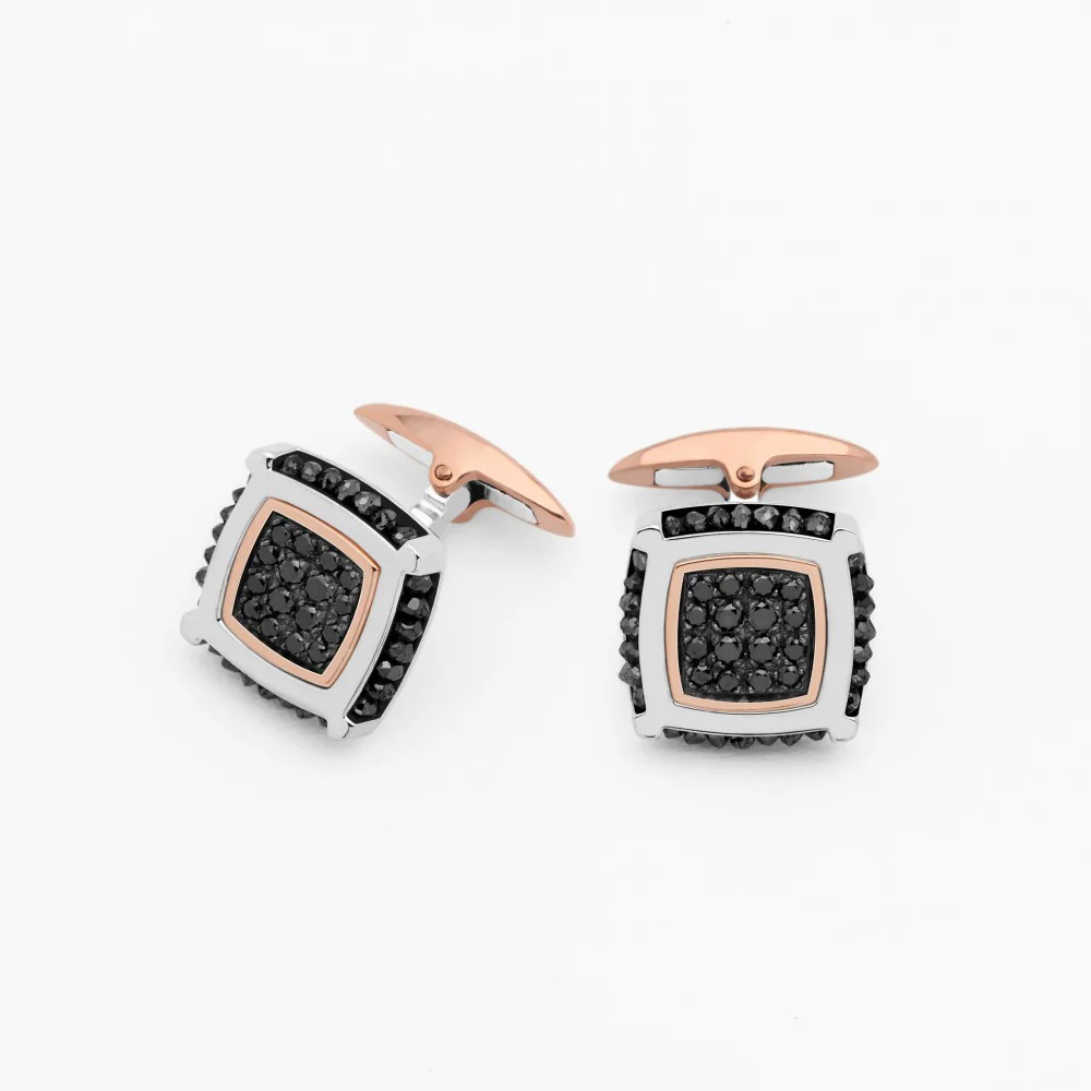 Zancan Zancan Rose Gold And Diamond Cufflinks EPO120BR