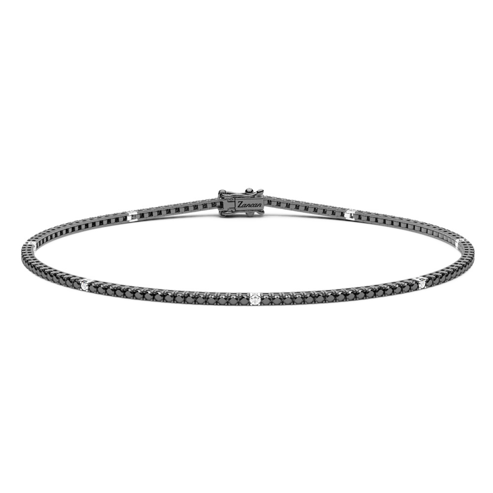 Zancan Zancan Tennis Bracelet In 18Kt Gold With Black And White Diamonds ETU12N-008