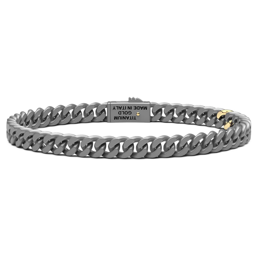 Zancan Zancan Titanium & 18Kt Gold Bracelet ETB233