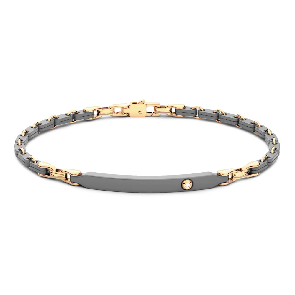 Zancan Zancan Titanium & 18Kt Gold Bracelet ETB200