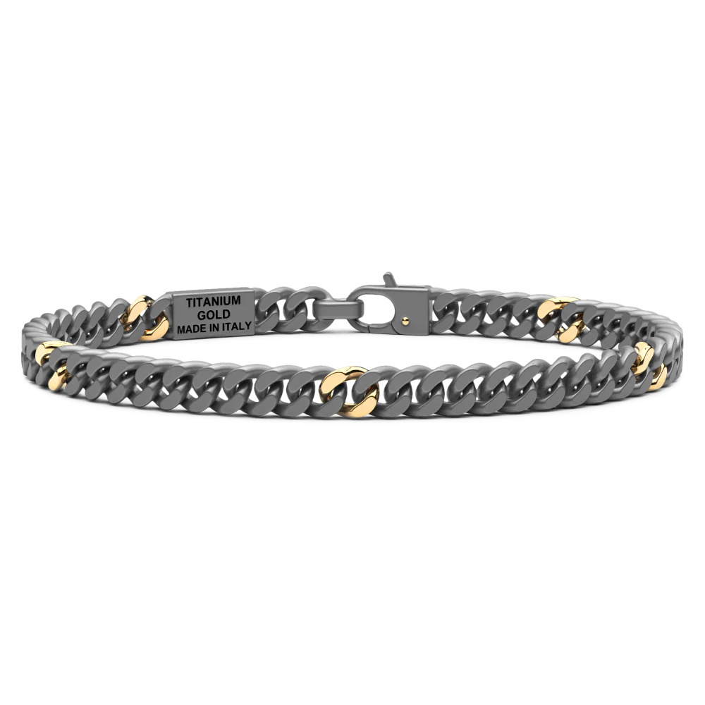 Zancan Zancan Titanium & 18Kt Gold Bracelet ETB235