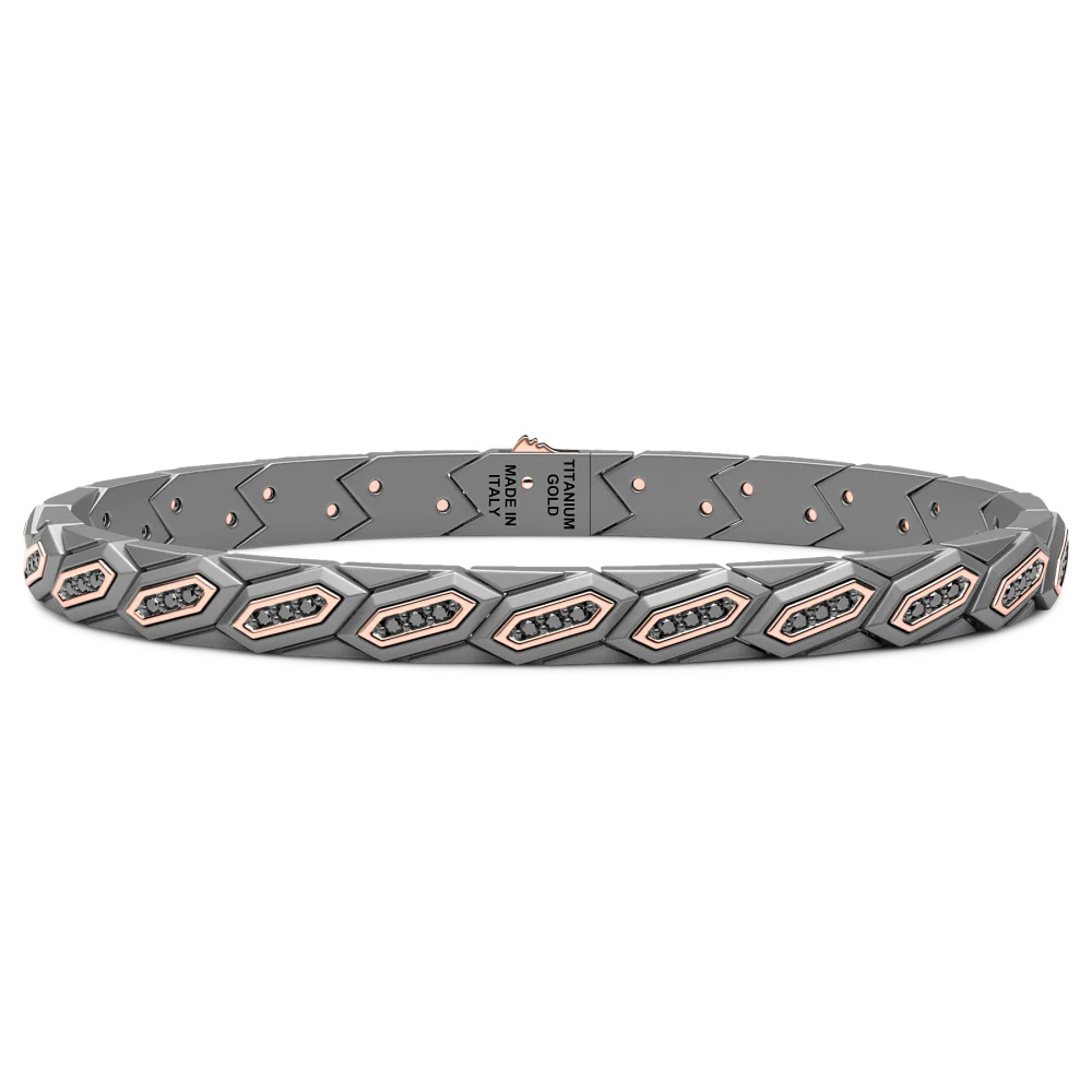 Zancan Zancan Titanium, 18Kt Gold & Diamond Bracelet ETB231R
