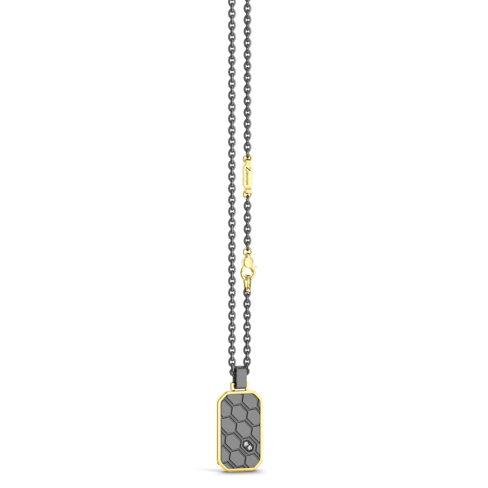 Zancan Zancan Titanium, 18Kt Gold & Diamond Necklace ETC237-55 #3