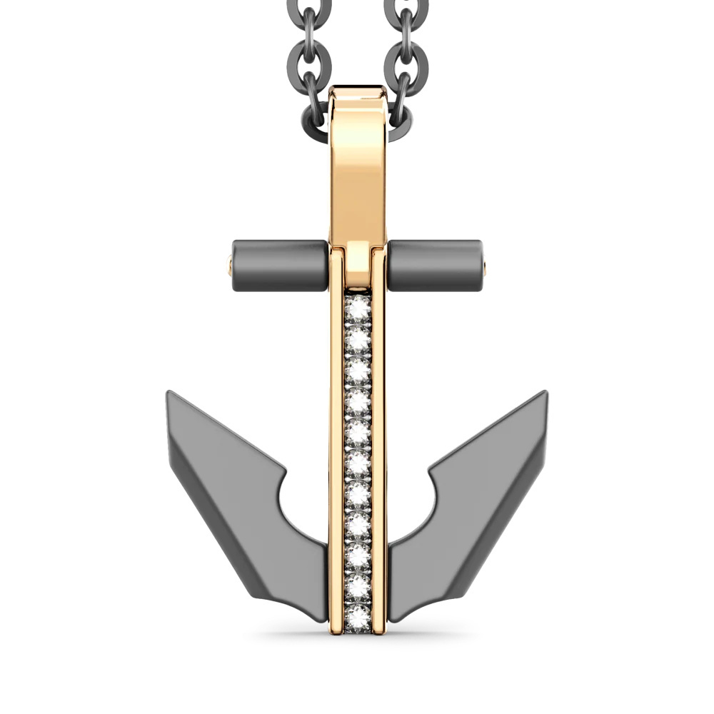 Zancan Zancan Titanium, 18Kt Gold & Diamond Necklace ETC232G-55