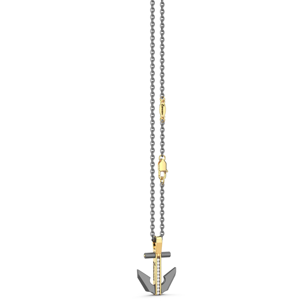 Zancan Zancan Titanium, 18Kt Gold & Diamond Necklace ETC232G-55 #3