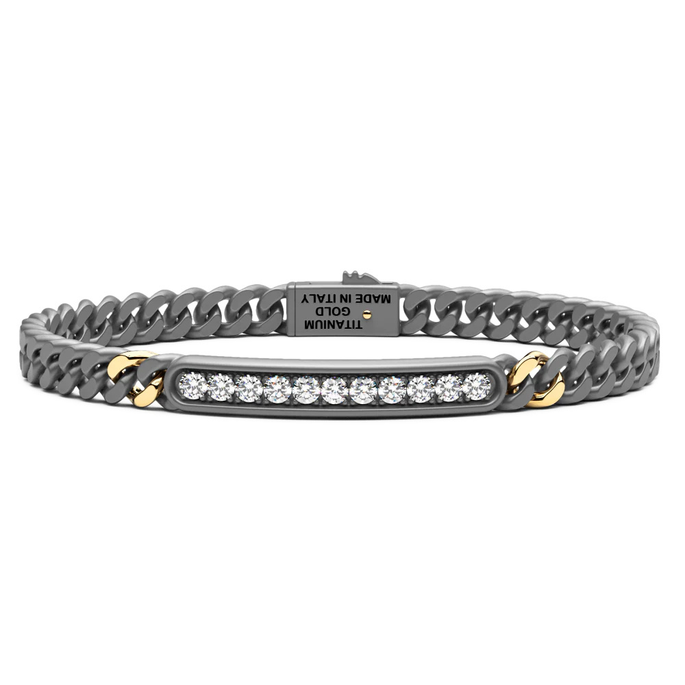 Zancan Zancan Titanium, 18Kt Gold & Natural Diamond Bracelet ETB237G
