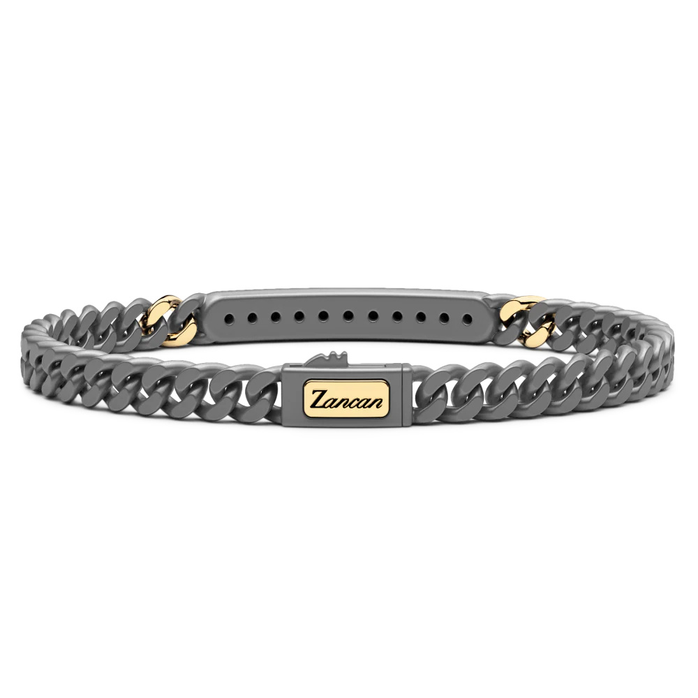 Zancan Zancan Titanium, 18Kt Gold & Natural Diamond Bracelet ETB237G #2