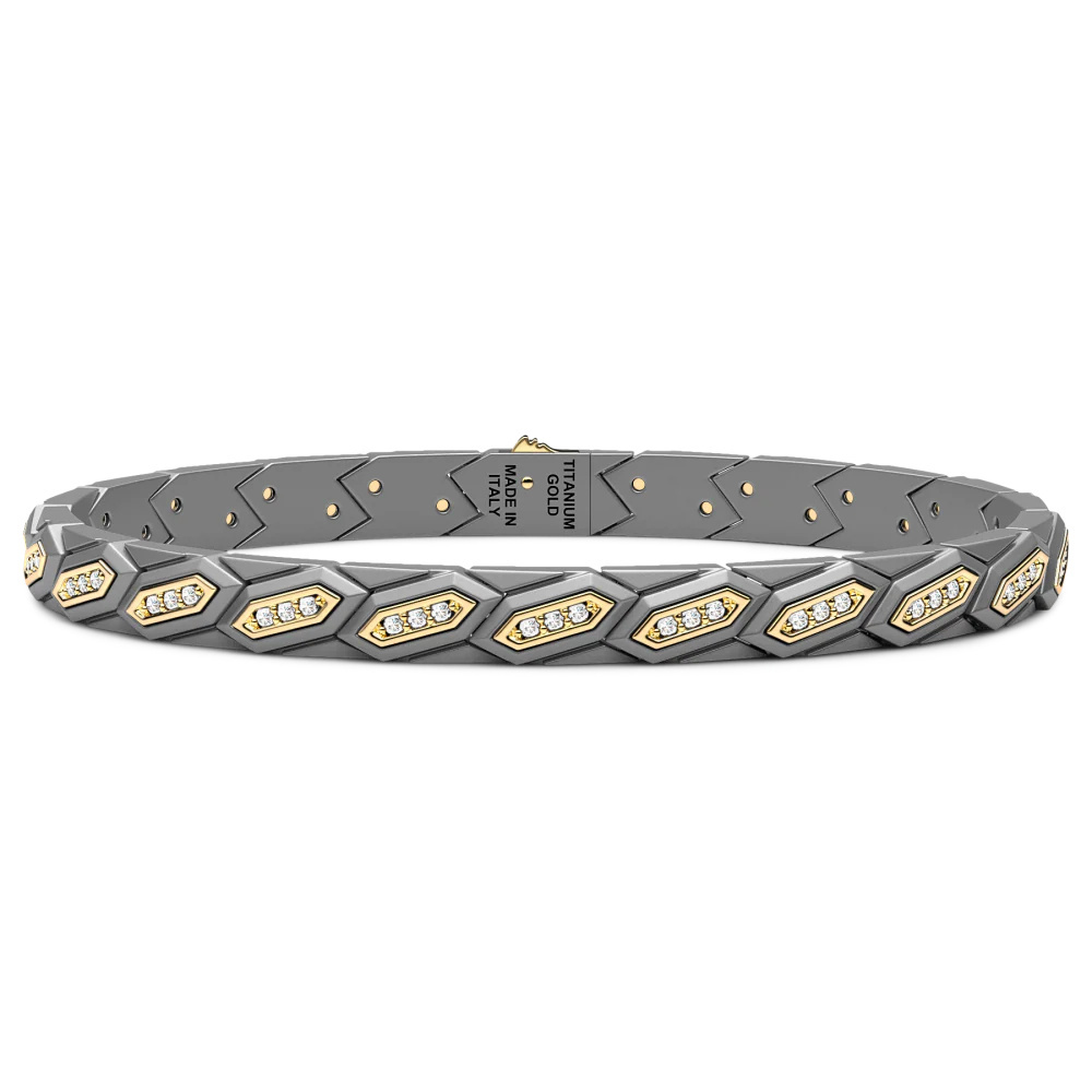 Zancan Zancan Titanium, 18Kt Gold & Natural Diamond Bracelet ETB230G