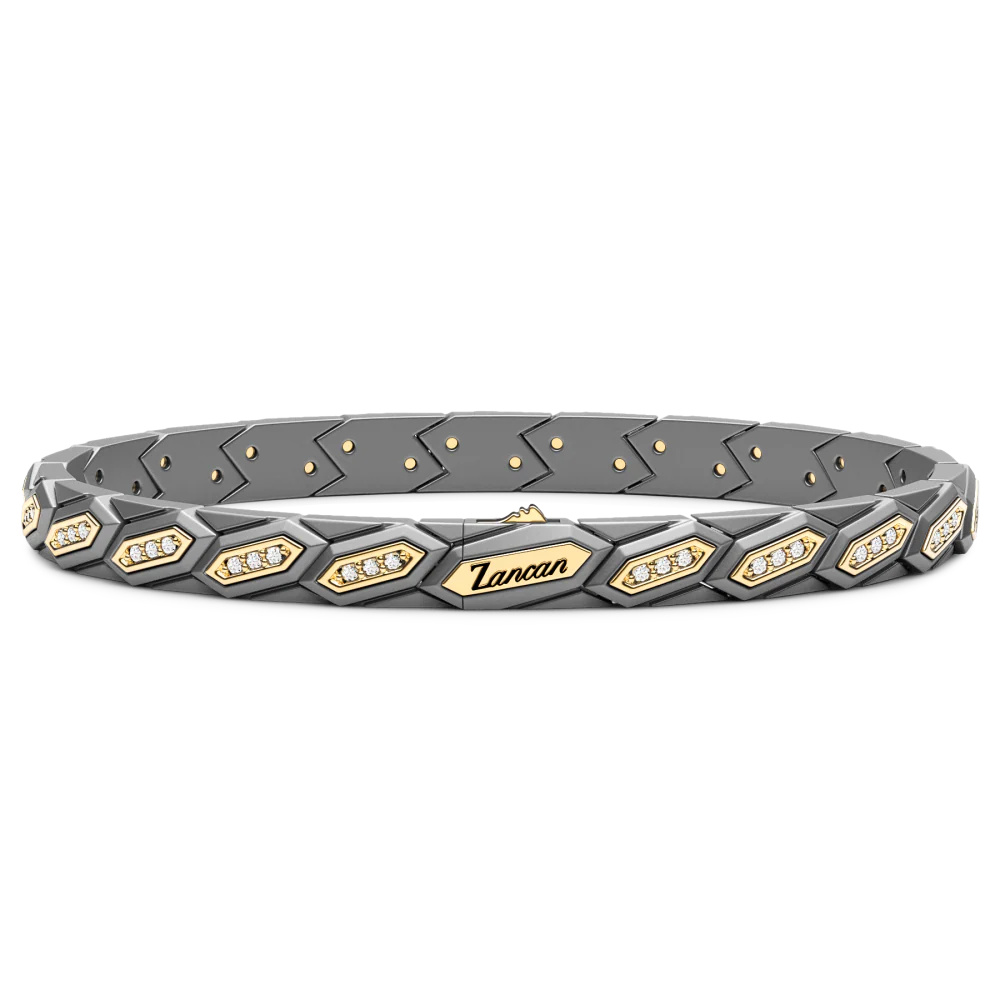 Zancan Zancan Titanium, 18Kt Gold & Natural Diamond Bracelet ETB230G #2