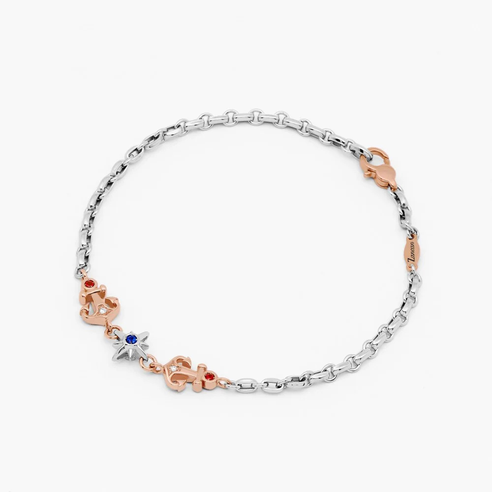 Zancan Zancan White Gold Bracelet With Diamonds And Precious Stones EB895BR-ZR