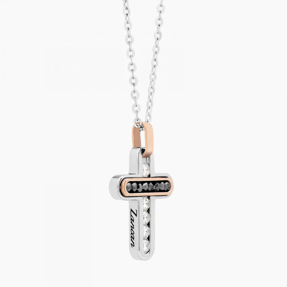 Zancan Zancan White Gold Necklace With Cross And Diamonds EC886BR