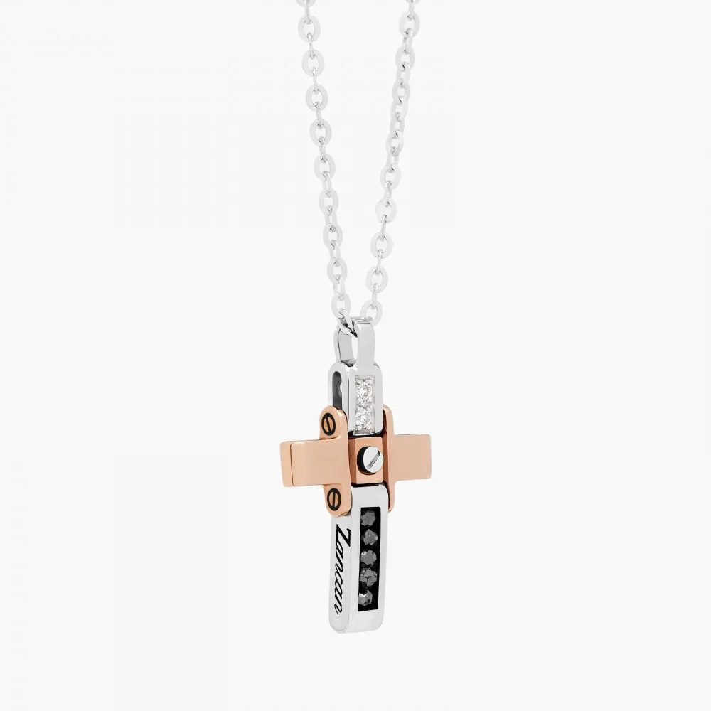 Zancan Zancan White Gold Necklace With Cross And Diamonds EC412