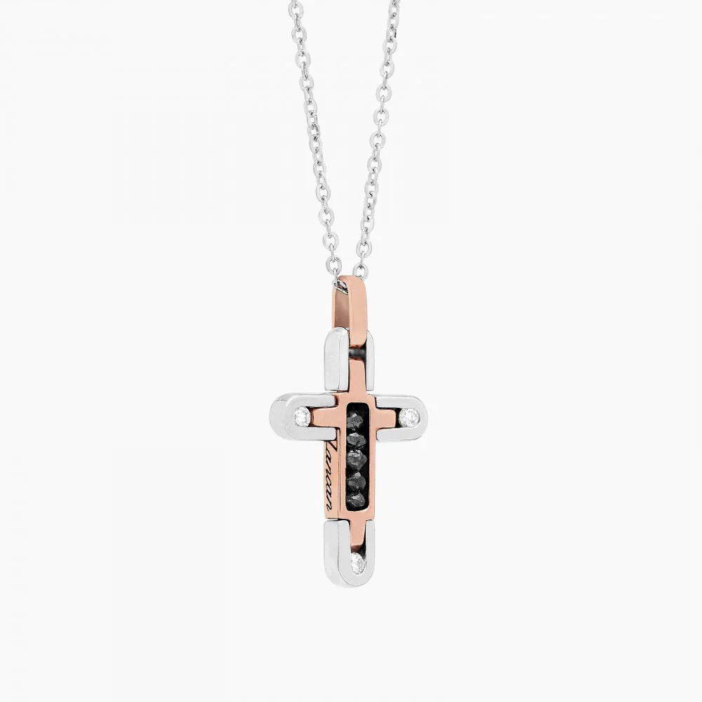 Zancan Zancan White Gold Necklace With Cross And Diamonds EC887BR