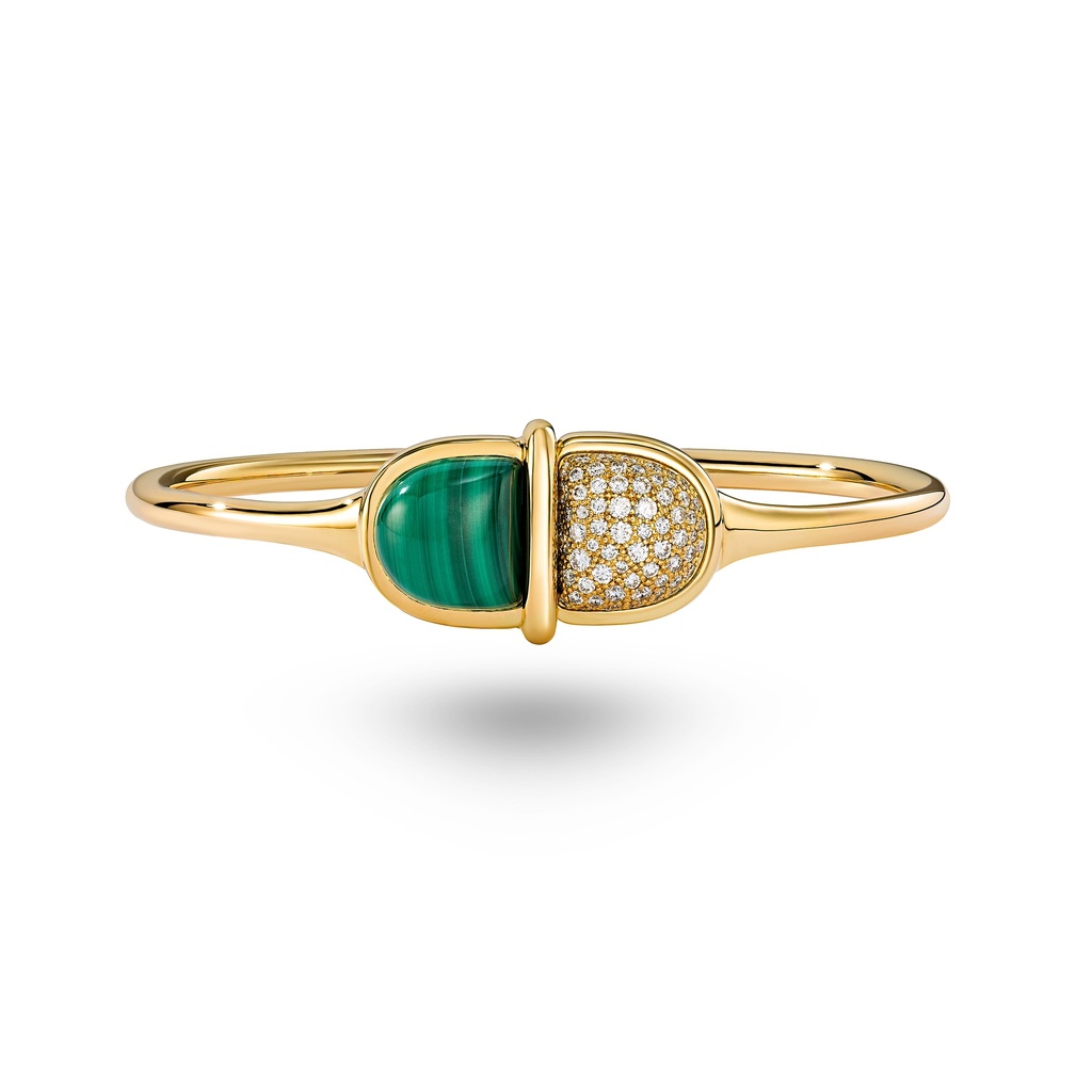 Amrita Round Bangle In Malachite And Diamonds #2