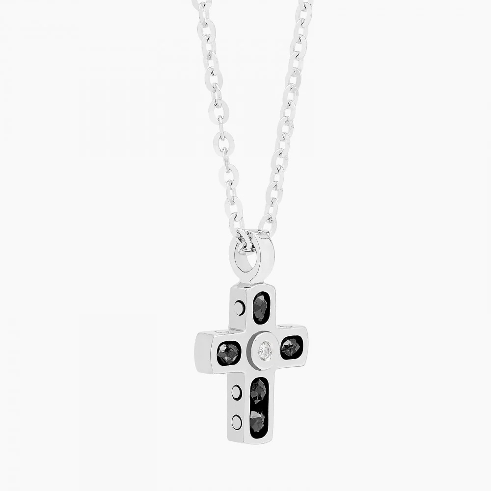 Zancan Zancan White Gold Necklace With Cross And Diamonds EC241MB