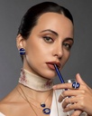 Amrita Round Earrings In Lapis Lazuli #2