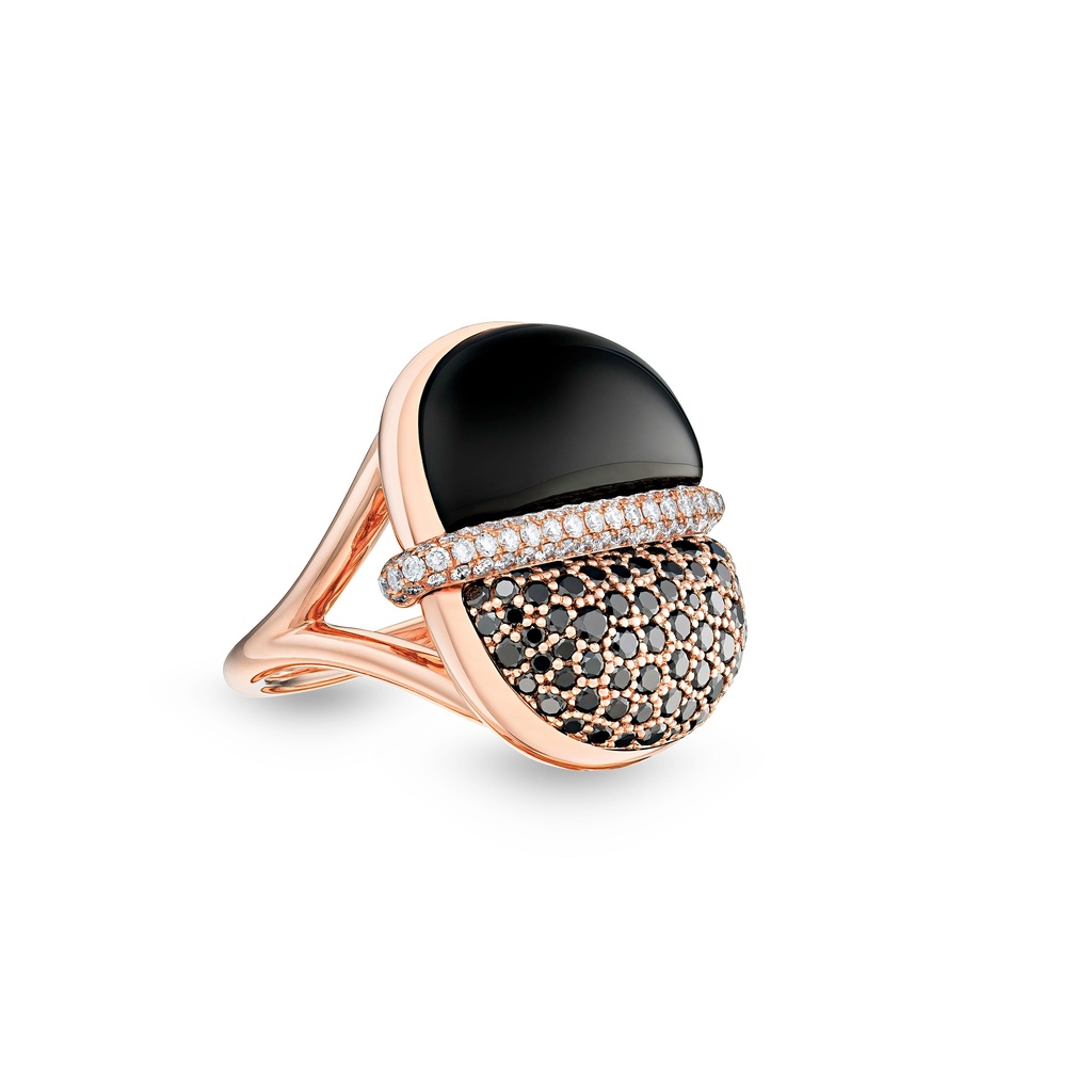 Amrita Round Ring In Black Onyx And Diamonds #3