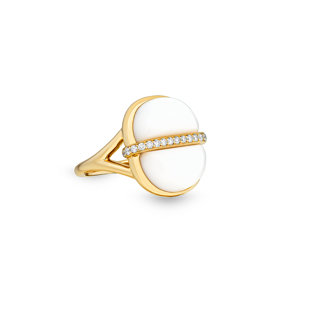 Amrita Small Round Ring In White Ceramic #3