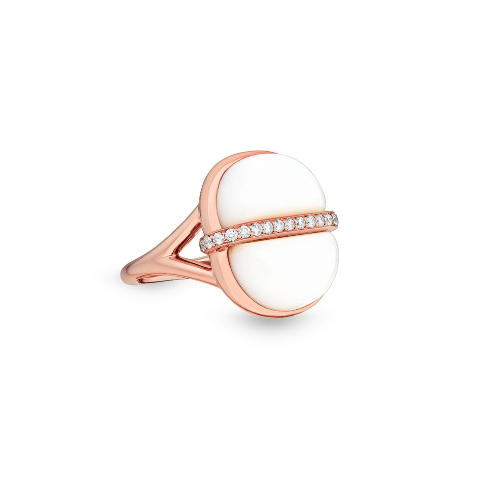Amrita Small Round Ring In White Ceramic #5