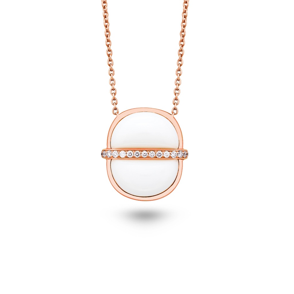 Amrita Small Round Necklace In White Ceramic #2