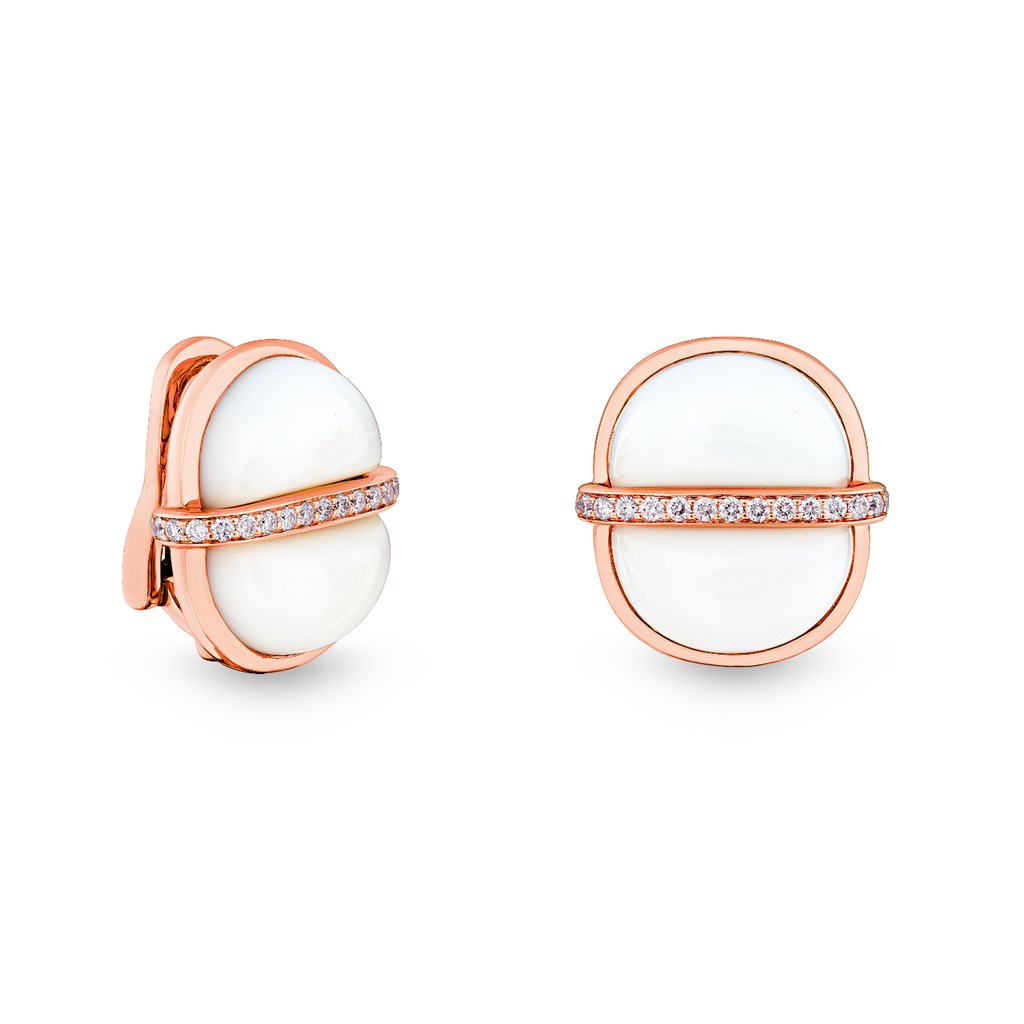 Amrita Small Round Earrings In White Ceramic #2