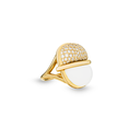 Amrita Small Round Ring In White Ceramic And Diamonds #2