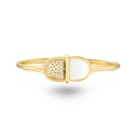 Amrita Round Bangle In White Ceramic And Diamonds #2