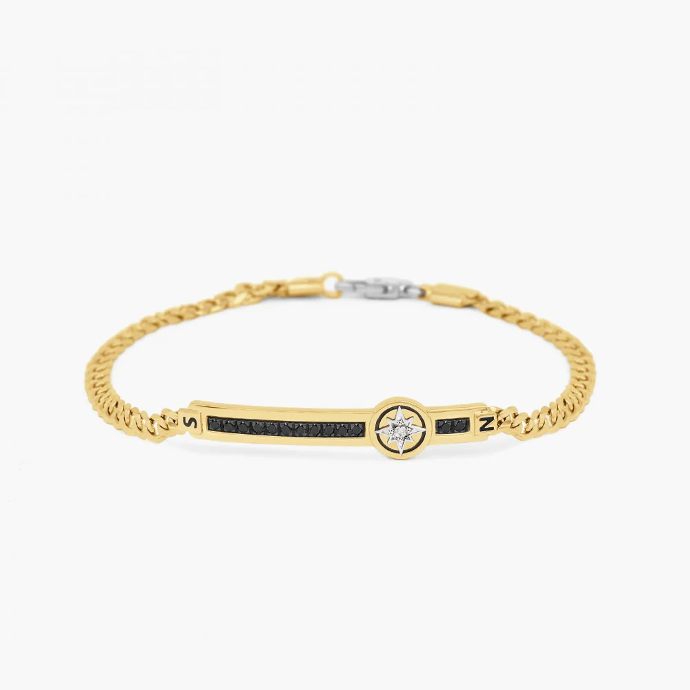 Zancan Zancan yellow gold bracelet with diamonds and wind rose. EB670GB