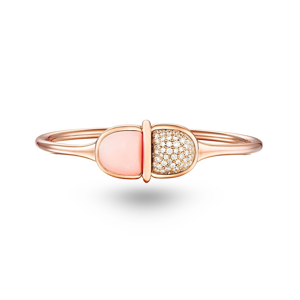 Amrita Round Bangle In Pink Opal And Diamonds #2