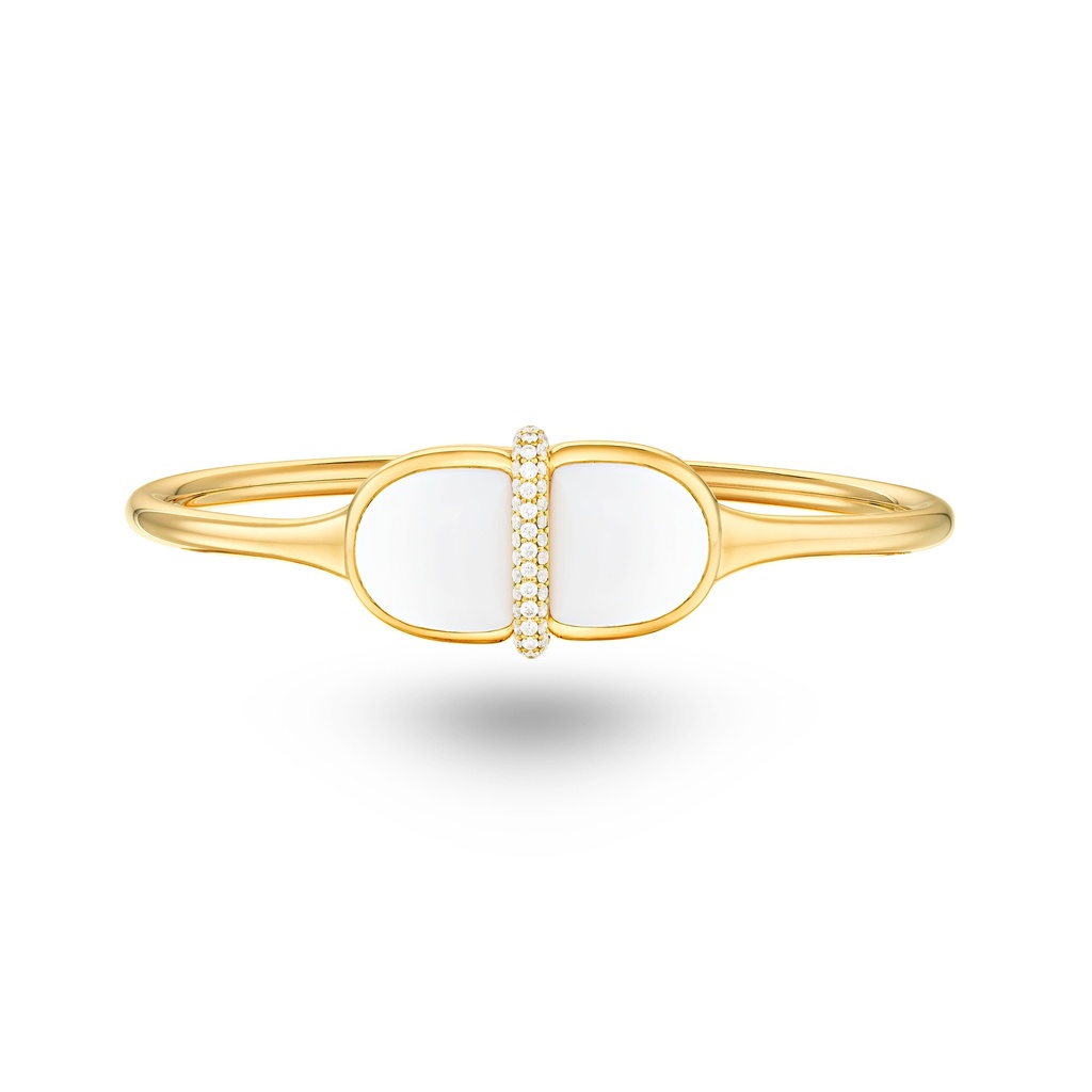 Amrita Round Bangle In White Ceramic #2
