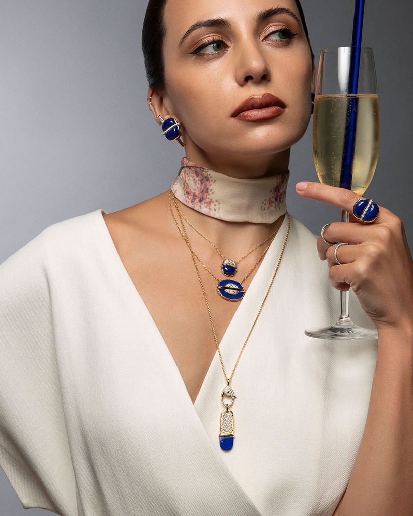 Amrita Long Tag Necklace With Lapis Lazuli #2
