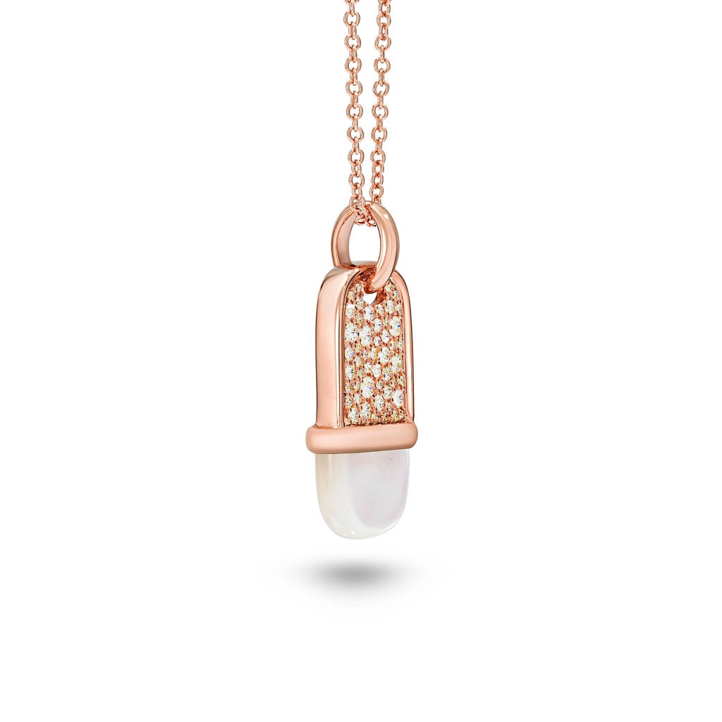 Amrita Small Tag Necklace In Mother Of Pearl And Diamonds #2